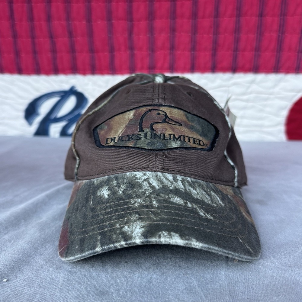 Ducks Unlimited Mossy Oak Camo Adjustable Strapback Hat Cap With Patch‎ New